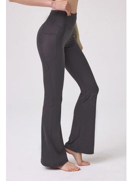 COTTONHILL Smoked High Waist Double Pocketed Bell-bottom Women's Leggings  - Image 2