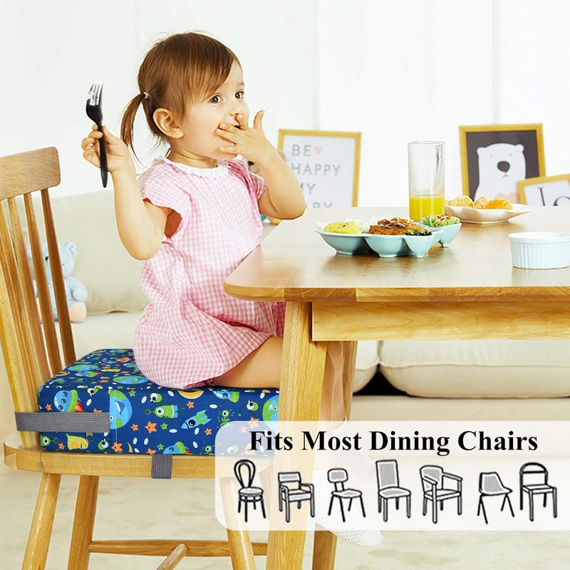 SUNMALL Dining Chair Heightening Cushion Portable Dismountable Adjustable Highchair Booster for Baby Toddler Kids Infant Washable Thick Chair Seat Pad Mat (Blue Space) - Image 3