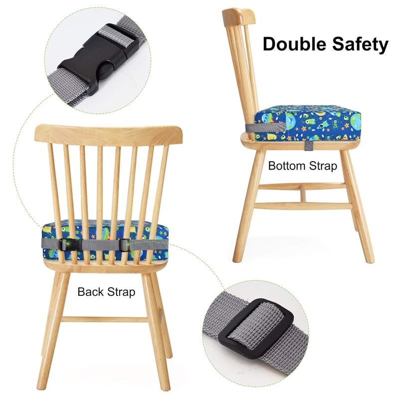 SUNMALL Dining Chair Heightening Cushion Portable Dismountable Adjustable Highchair Booster for Baby Toddler Kids Infant Washable Thick Chair Seat Pad Mat (Blue Space) - Image 4