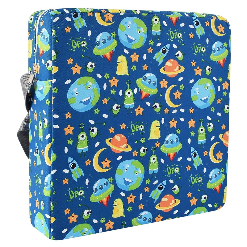 SUNMALL Dining Chair Heightening Cushion Portable Dismountable Adjustable Highchair Booster for Baby Toddler Kids Infant Washable Thick Chair Seat Pad Mat (Blue Space) - Image 1