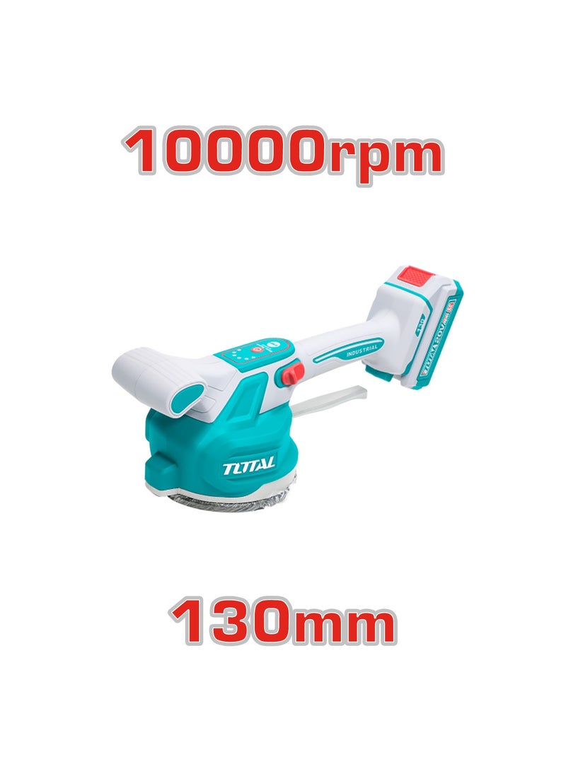 توتال ماكينة اهتزاز بلاط لاسلكية من توتال بجهد ٢٠ فولت، بقوة شفط تصل إلى ٦٠ كغ، وسرعة دوران ١٠٠٠٠ دورة في الدقيقة، مع ٦ مستويات سرعة، وتأتي مع بطارية سعة ٢٫٠ أمبير-ساعة وشاحن، وفواصل بلاط، وميزان تسوية، وواقيات ركبة، ومالج معجون، وصندوق أدوات - Image 4