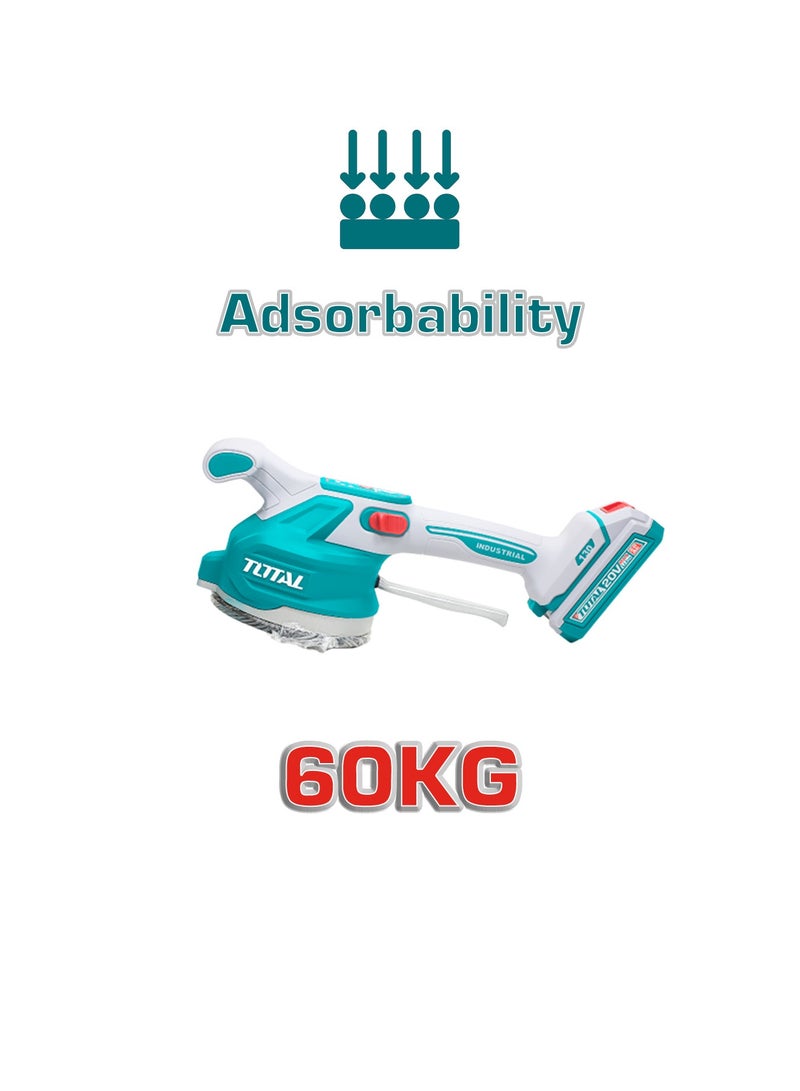 توتال ماكينة اهتزاز بلاط لاسلكية من توتال بجهد ٢٠ فولت، بقوة شفط تصل إلى ٦٠ كغ، وسرعة دوران ١٠٠٠٠ دورة في الدقيقة، مع ٦ مستويات سرعة، وتأتي مع بطارية سعة ٢٫٠ أمبير-ساعة وشاحن، وفواصل بلاط، وميزان تسوية، وواقيات ركبة، ومالج معجون، وصندوق أدوات - Image 2