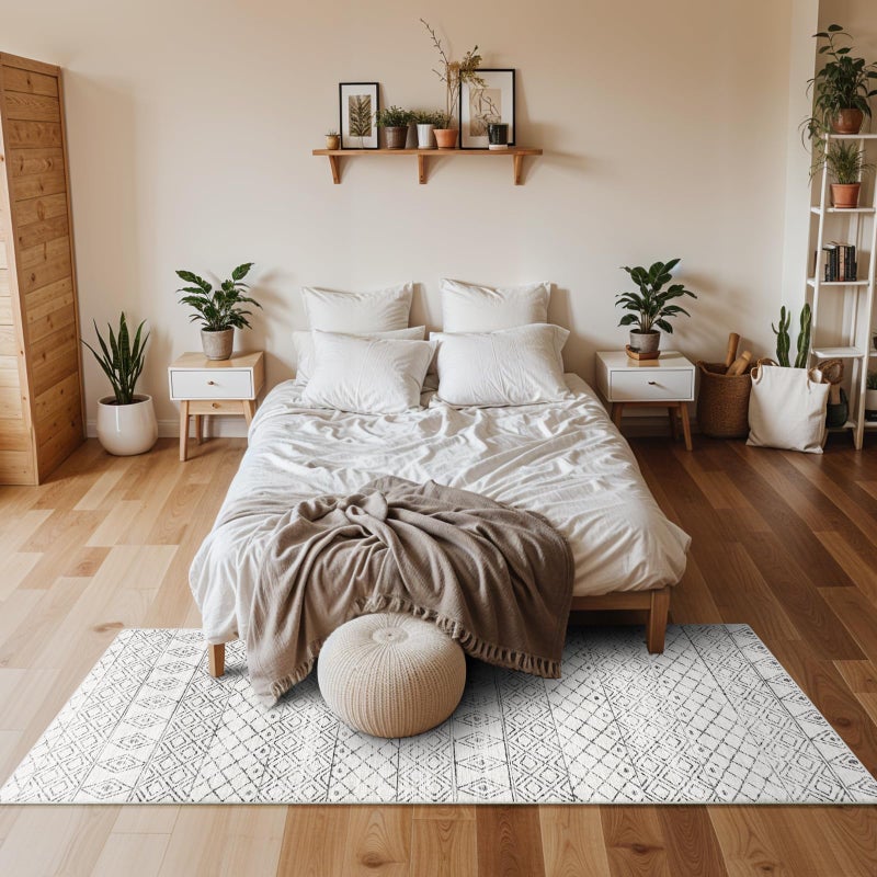 BYYVOO BVVYOO Hallway Runner Rugs Moroccan 2'x6': Non Slip Runner Rug with Rubber Backed Floor Mats Soft Low Pile Living Room Carpet for Bedroom Front Door 2'x6' Geo Grey - Image 3