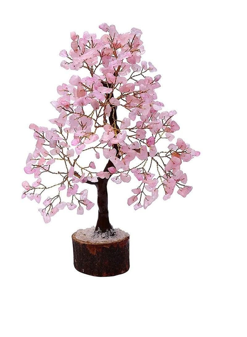 REBUY REBUY Rose Quartz Tree 300 Beads Stone Trees Home Decoration Office Decoration Gifts Stone Rose Quartz 300 Chips Tree - Image 1