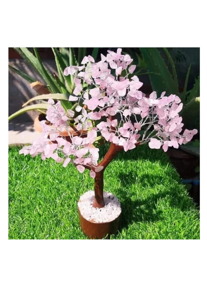 REBUY REBUY Rose Quartz Tree 300 Beads Stone Trees Home Decoration Office Decoration Gifts Stone Rose Quartz 300 Chips Tree - Image 3
