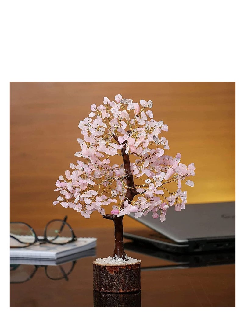 REBUY REBUY Rose Quartz Tree 300 Beads Stone Trees Home Decoration Office Decoration Gifts Stone Rose Quartz 300 Chips Tree - Image 2
