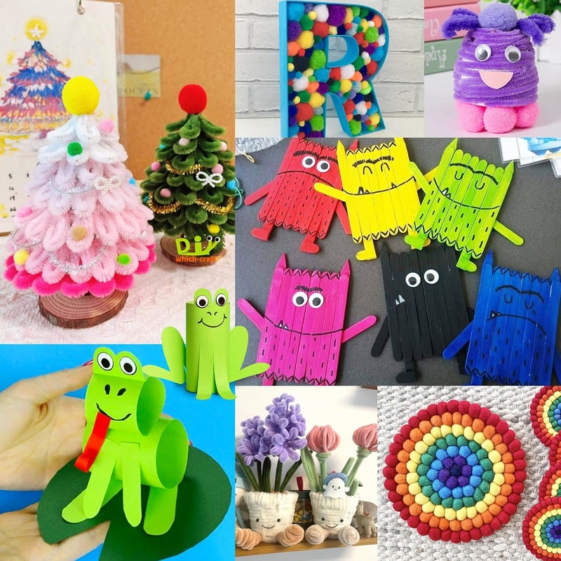 FUNZBO Christmas Arts and Crafts Supplies for Kids - Craft Kits with Pipe Cleaners, Popsicle Stickers, Construction Paper, Pom Poms & Googly Eyes, Birthday Gifts for Girls & Boys Age 4+ - Image 3