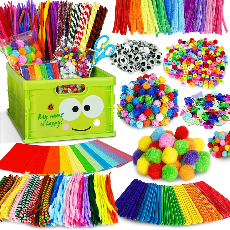 FUNZBO Christmas Arts and Crafts Supplies for Kids - Craft Kits with Pipe Cleaners, Popsicle Stickers, Construction Paper, Pom Poms & Googly Eyes, Birthday Gifts for Girls & Boys Age 4+ - Image 1
