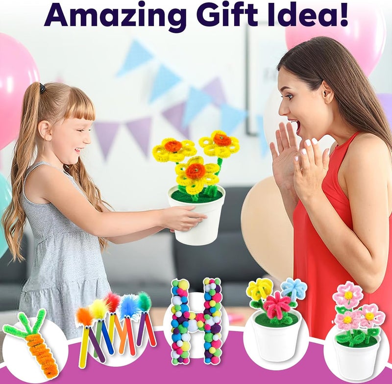 FUNZBO Christmas Arts and Crafts Supplies for Kids - Craft Kits with Pipe Cleaners, Popsicle Stickers, Construction Paper, Pom Poms & Googly Eyes, Birthday Gifts for Girls & Boys Age 4+ - Image 4