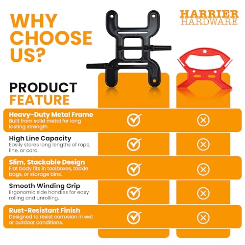 Harrier Hardware Trotline Winder, Black, Catfish Line Reel & Cord Organizer - Image 4