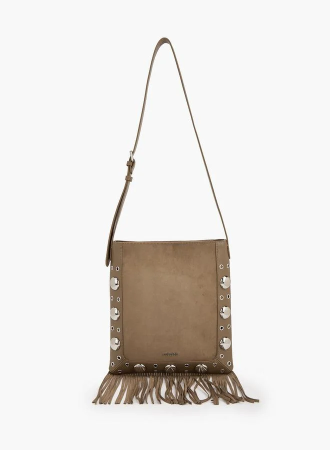 Celeste Studded Shoulder Bag with Fringe Hem