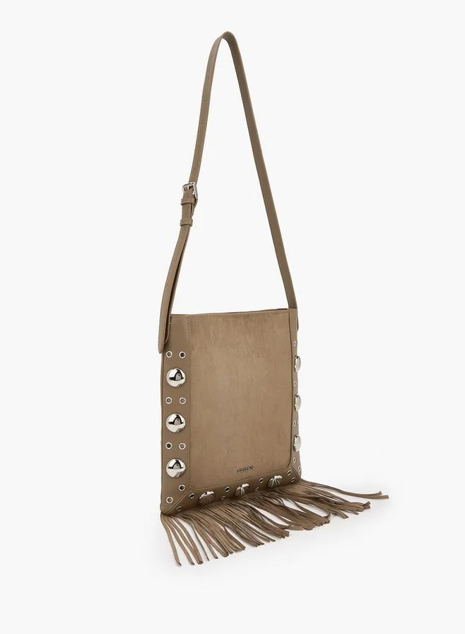 Celeste Studded Shoulder Bag with Fringe Hem
