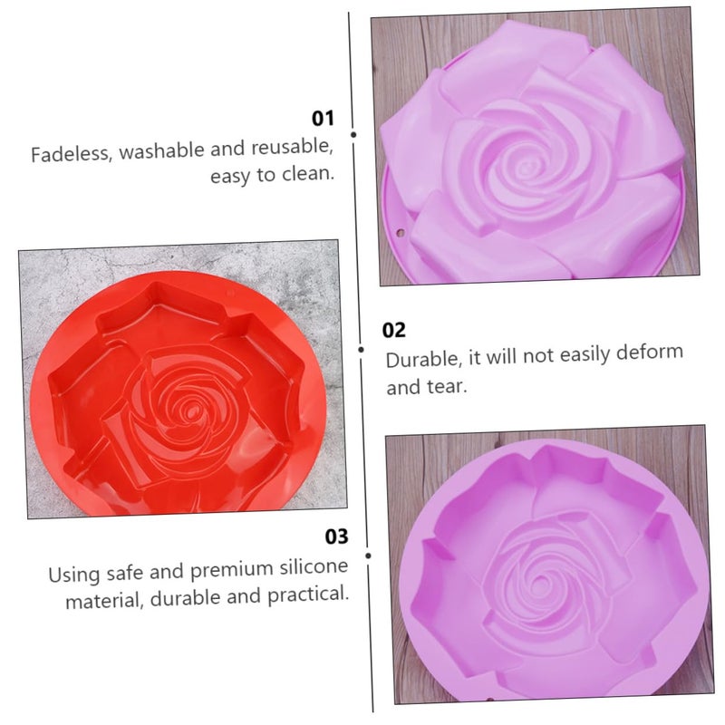 Large Rose Cake Mold Single Flower Silicone Pan DIY Baking Tool - Image 4