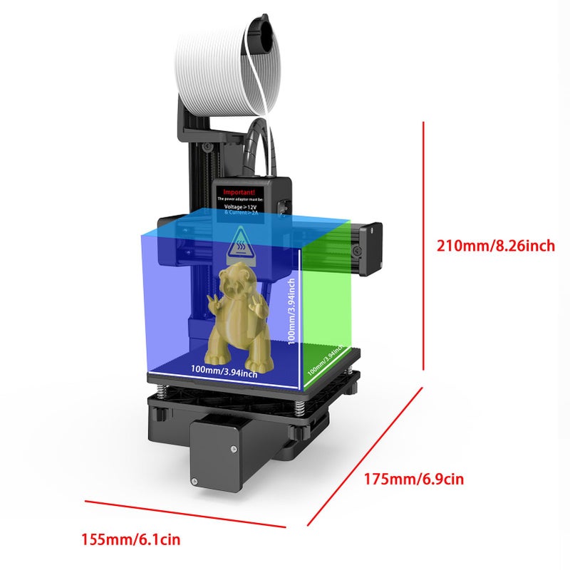Compact High Accuracy 3D Printer with Rapid Heating 10 40mm s Print Speed Educational Tool Black US Plug - Image 4