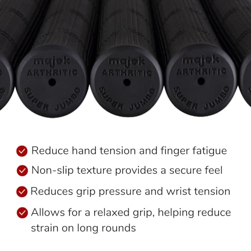Majek Golf Club Grips Super Jumbo Arthritic Extra Large Tour 360 Degree Black - NO LOGO - Round .600 Extra Large XL XXL Great for Senior Golfers with Big Hands - Premium Rubber Golf Grips - 13 Pack High Traction Arthritic Grips - Image 5