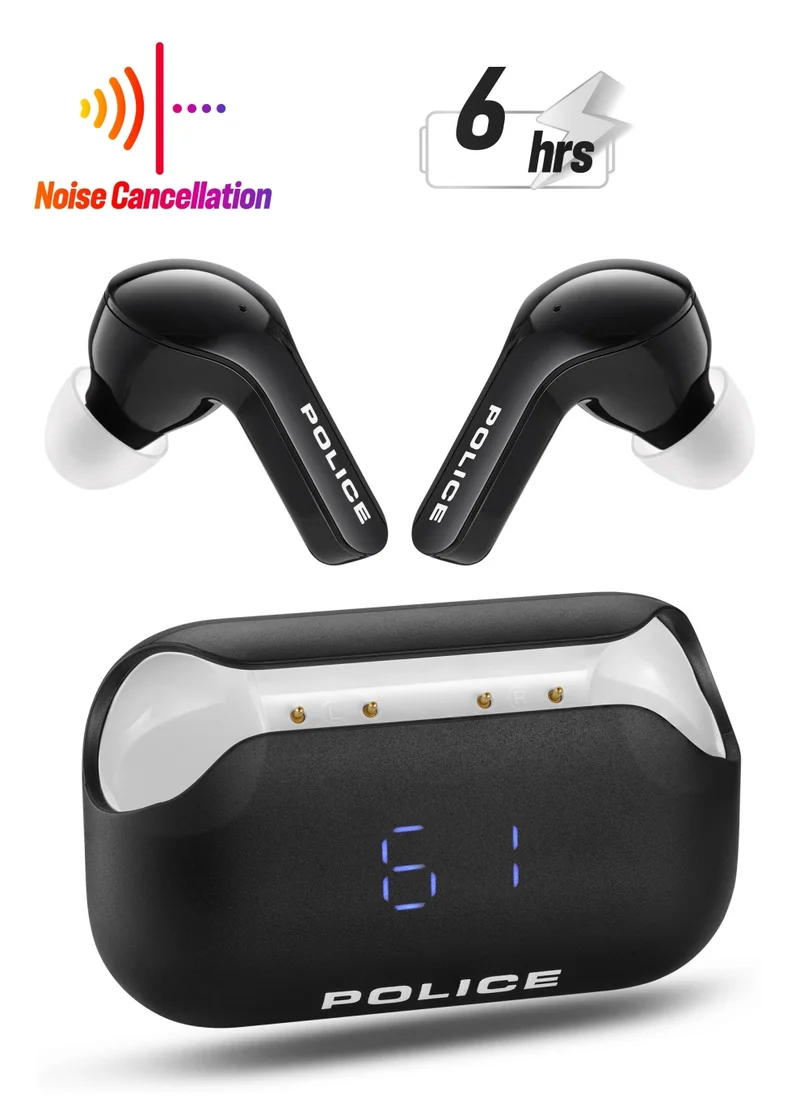 بوليس FOS I Earbuds with Environmental Noise Cancellation, Dual Microphone, 8mm Driver, Type-C Charging & Bluetooth 5.3, Black/White - IPX4