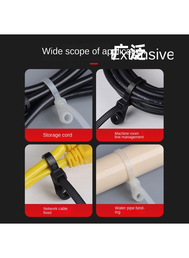 Bluejw Factory Wholesale Fixed Head Nylon Cable Tie 5*200 Screw Hole Round Hole Self-locking Plastic Buckle Strapping Strap - Image 5