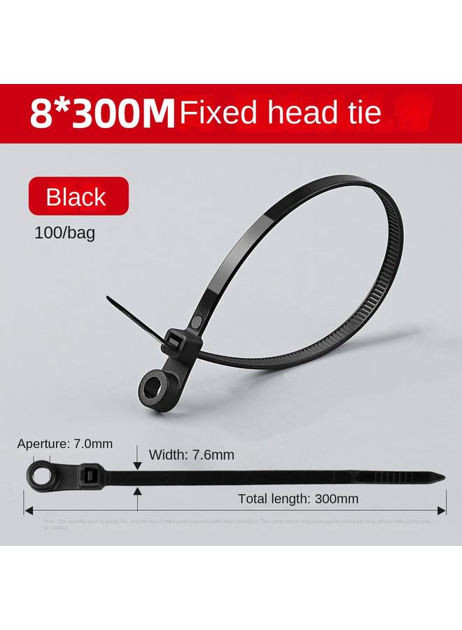 Bluejw Factory Wholesale Fixed Head Nylon Cable Tie 5*200 Screw Hole Round Hole Self-locking Plastic Buckle Strapping Strap - Image 1