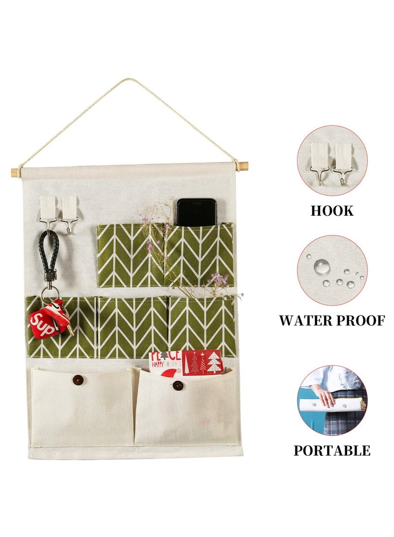 KASTWAVE Organizer Storage, Hanging Organizer Storage, 7 Pockets, for Fabric Wall Door Storage Bag (2 Packs, Yellow+Green) - Image 4