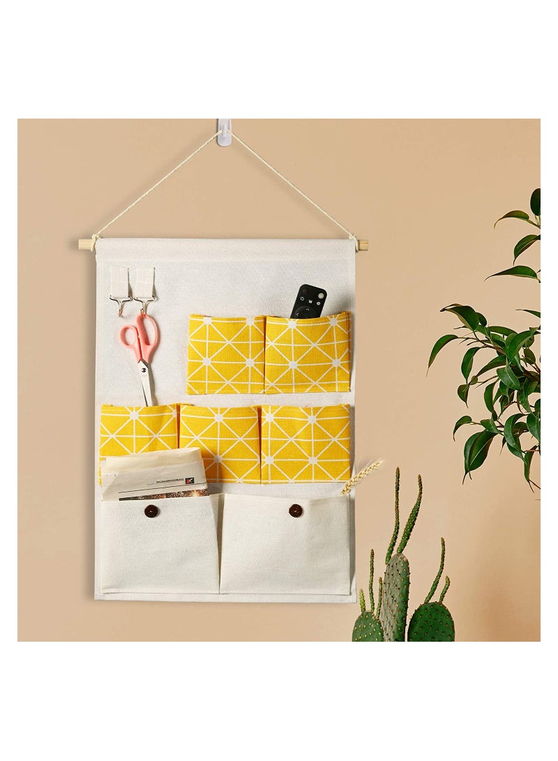 KASTWAVE Organizer Storage, Hanging Organizer Storage, 7 Pockets, for Fabric Wall Door Storage Bag (2 Packs, Yellow+Green) - Image 5