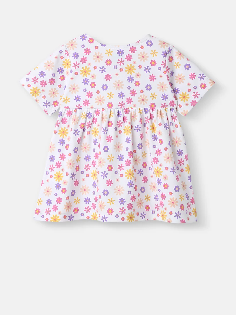 نوتيناتي Girls’ Cotton Top and Pants Set|Floral Printed Top | Solid Pants | 3-24 Months