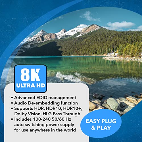 OREI مفتاح OREI 8K HDMI 2.1 4K@120hz 2 في 1 مخرج، مع استخراج الصوت عرض نطاق 48Gbps، مثالي للألعاب والبث (BK-21A) - Image 3