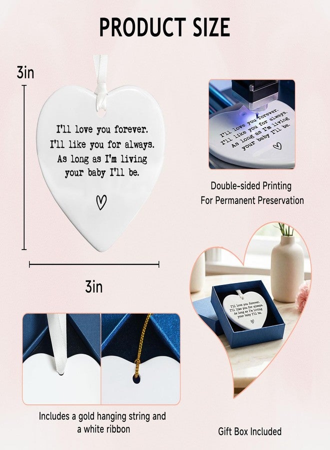 ZEARPT Mom Keepsake Ornament, “…As Long As I’m Living Your Baby I’ll Be” Ceramic Sentimental Message Decor for Mom, Mother Appreciation Hanging Piece, 3 Inch Ceramic Ornament (As Long As) - Image 2