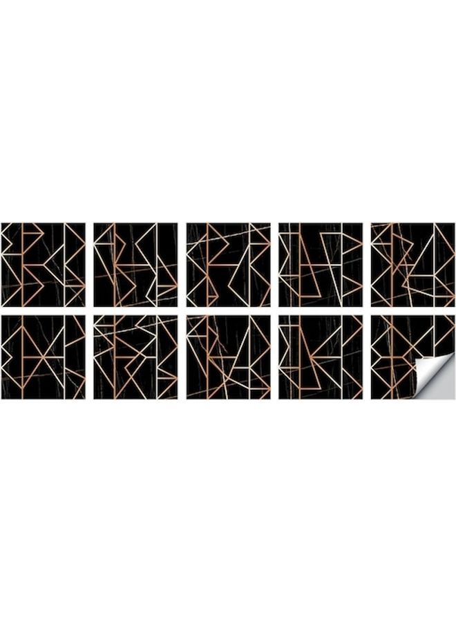 NIBEMINENT 10-Pieces Geometric Pattern Wall Stickers Black 60x90cm