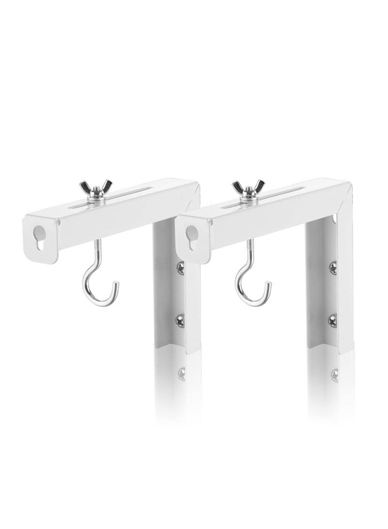 Y&D KASTWAVE Universal Projector Screen Wall Mount L-Brackets Hanging 6 inch Adjustable Extension Mounting Hooks for Projection up to 66 lbs 30 kg Capacity Each White (1 Pair)  - Image 1