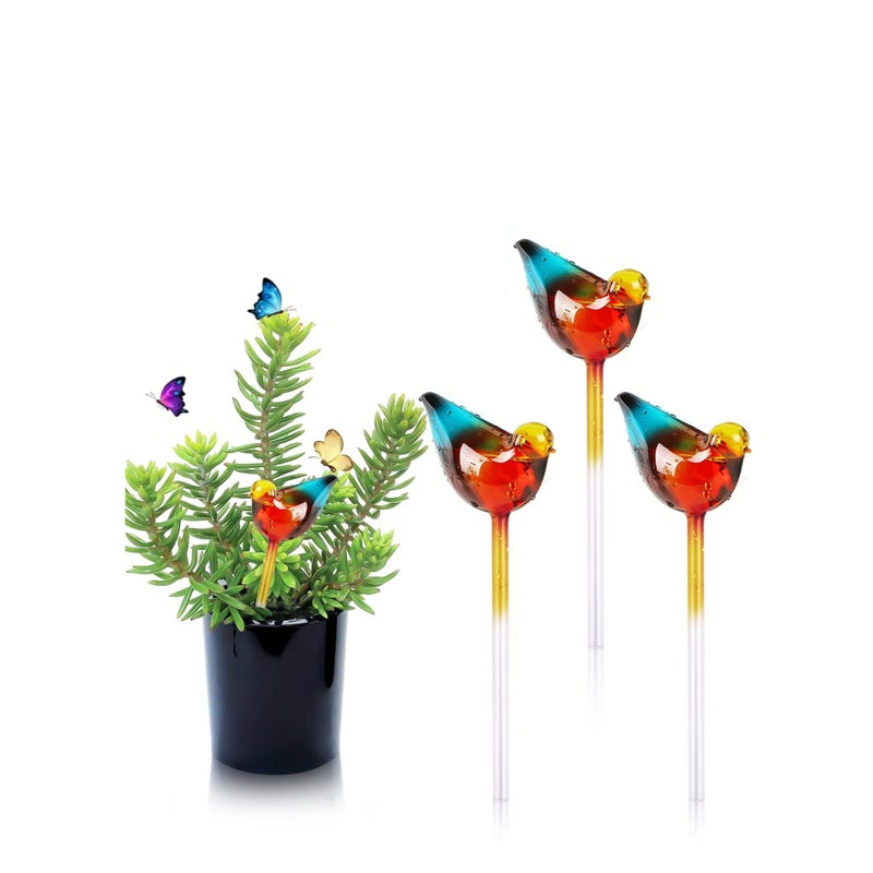 Zikra Automatic Plant Watering Globes, 3pcs Self Watering Planter Insert Spikes, Automatic Plant Waterer System Devices, Watering Drip Irrigation Equipment Water Bulbs For Indoor Outdoor Plants-Bird Shape - Image 2