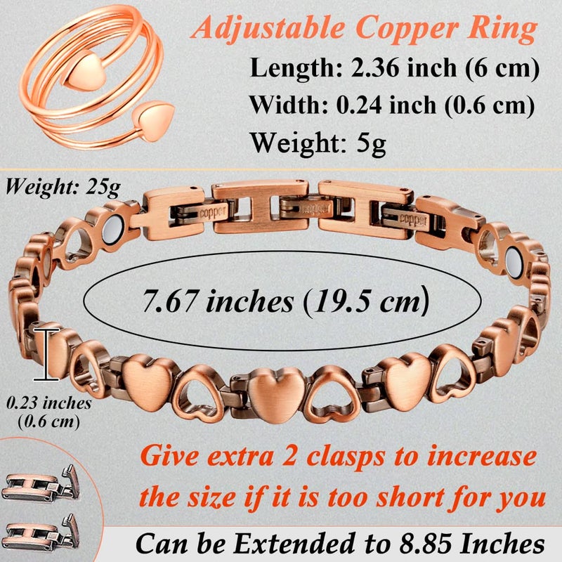 Cigmag Copper Bracelet for Women Ultra Strength Magnetic Bracelet & Ring Solid Pure Copper with Adjustable Tool (Love) - Image 5