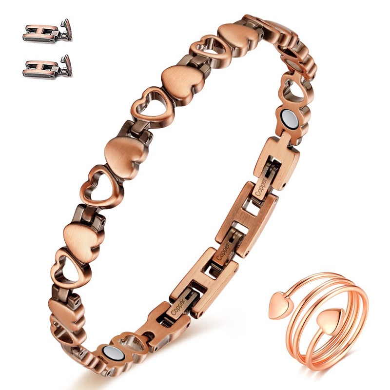 Cigmag Copper Bracelet for Women Ultra Strength Magnetic Bracelet & Ring Solid Pure Copper with Adjustable Tool (Love) - Image 1