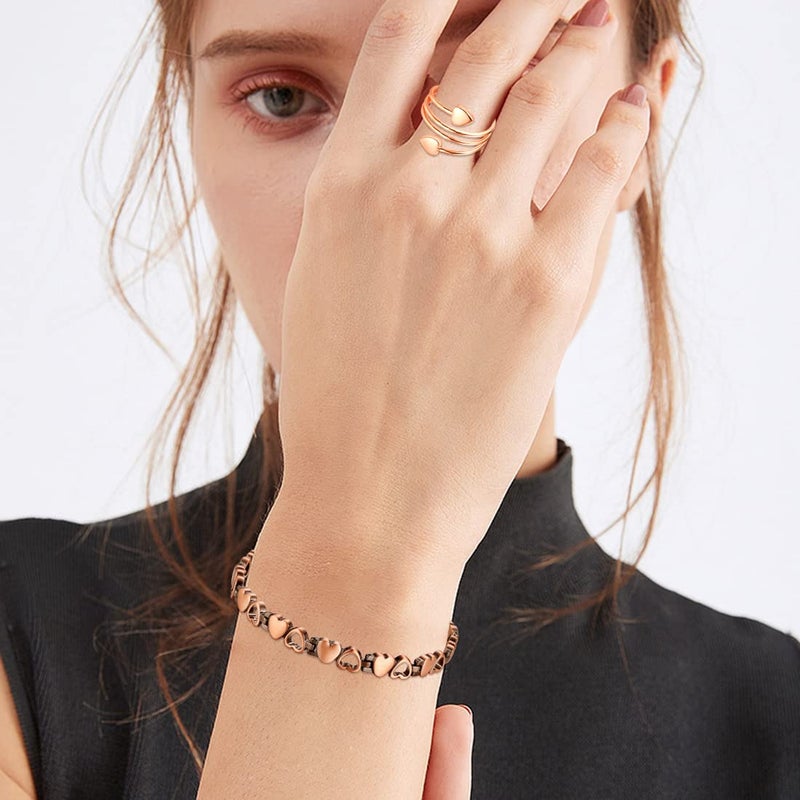 Cigmag Copper Bracelet for Women Ultra Strength Magnetic Bracelet & Ring Solid Pure Copper with Adjustable Tool (Love) - Image 4