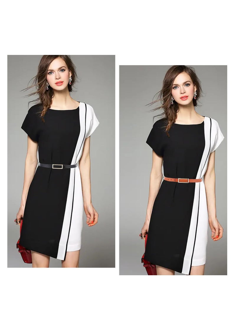 Reversible Leather Belt for Women, 2 Pack Fashion Belts with Gold Buckle, Women's Belt for Jeans, Dress, Pants, 2.3CM (0.9'') Width, Black and Brown - Image 3