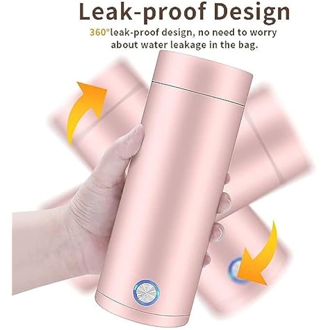 MAKINGTEC Portable Electric Kettle 400Ml Travel Tea Kettle With NonStick Coating Double Wall Water Boiler Bottle Insulated Coffee Thermos Mug Fast Boil And Auto Shut Off Hot Water Heater Pink - Image 4