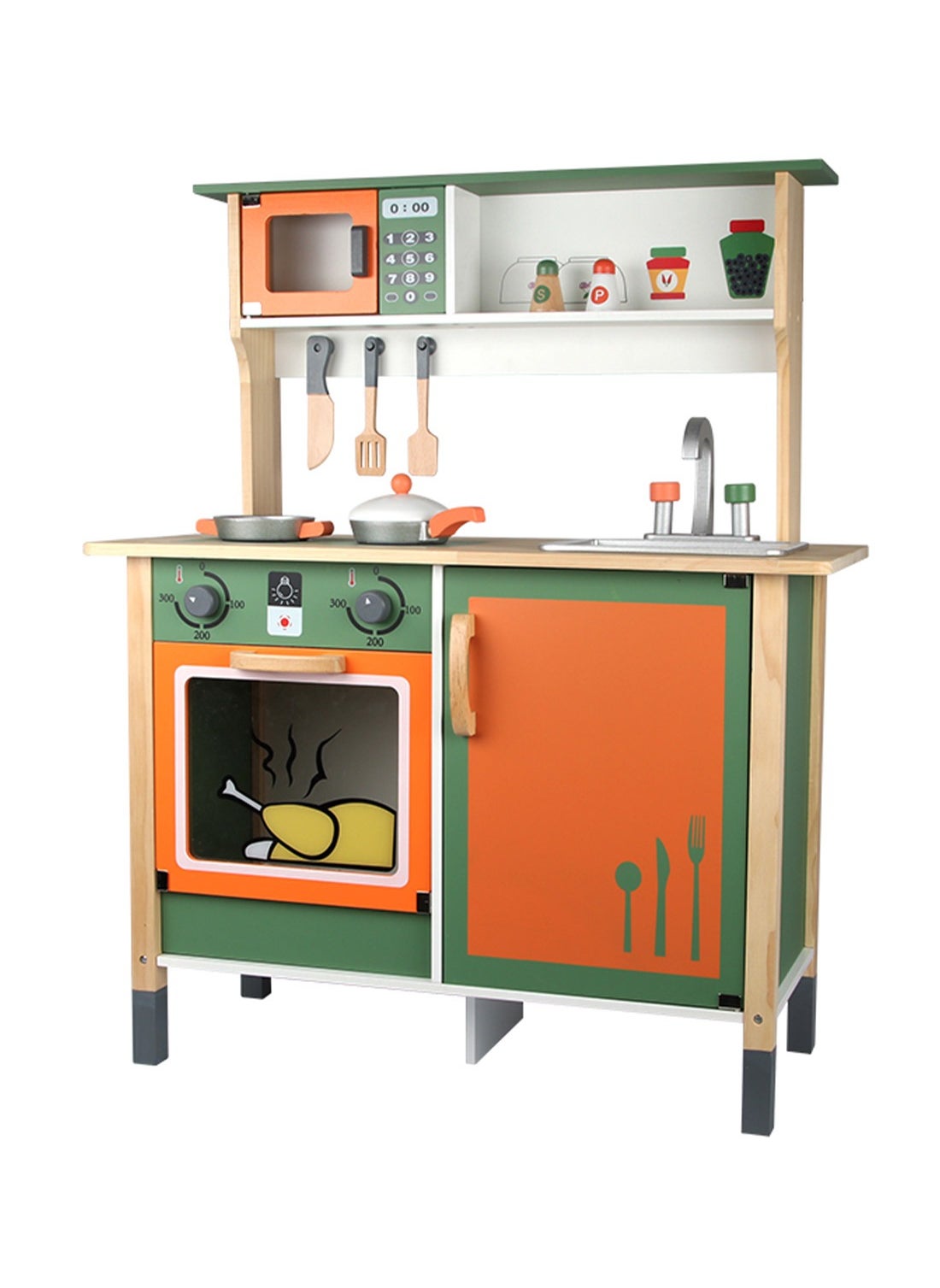 Wooden Kids Play Kitchen, Outdoor  Kitchen with Removable Sink, Water Box & Faucet, Stove Top, Storage Shelves, Fun Backyard Pretend Kitchen Playset for Boys Girls 