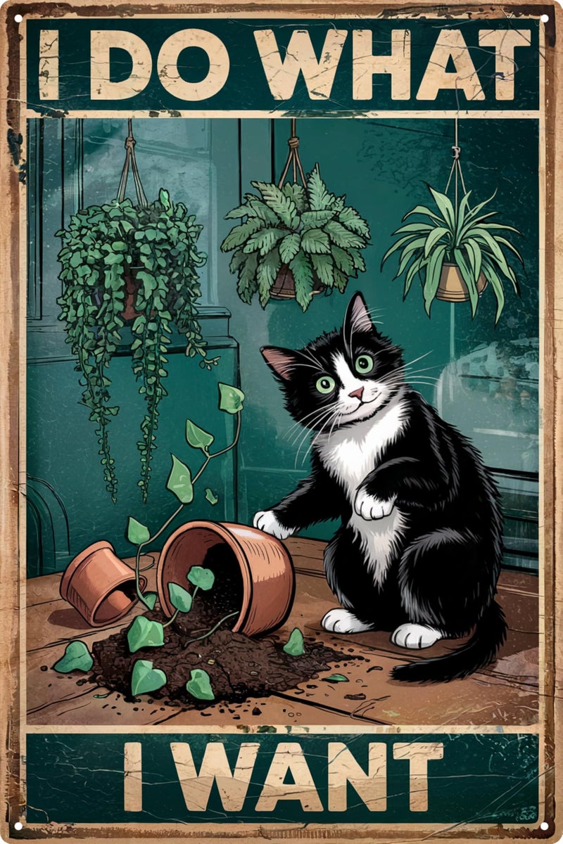 WSUPBPR Cute Cat Pictures Poster Catio Accessories & Room Decor Gifts For Cat Lovers I Do What I Want Sign 8x12 in - Image 1
