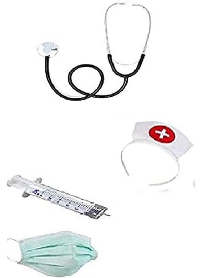 Cotton_Blend Fancy Dress Doctor Roleplay Costume For Children (Doctor Coat, Stethoscope & Mask), White  - Image 3