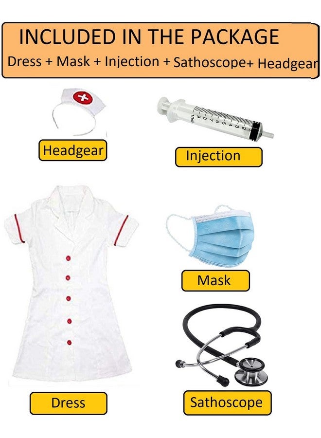 Cotton_Blend Fancy Dress Doctor Roleplay Costume For Children (Doctor Coat, Stethoscope & Mask), White  - Image 2