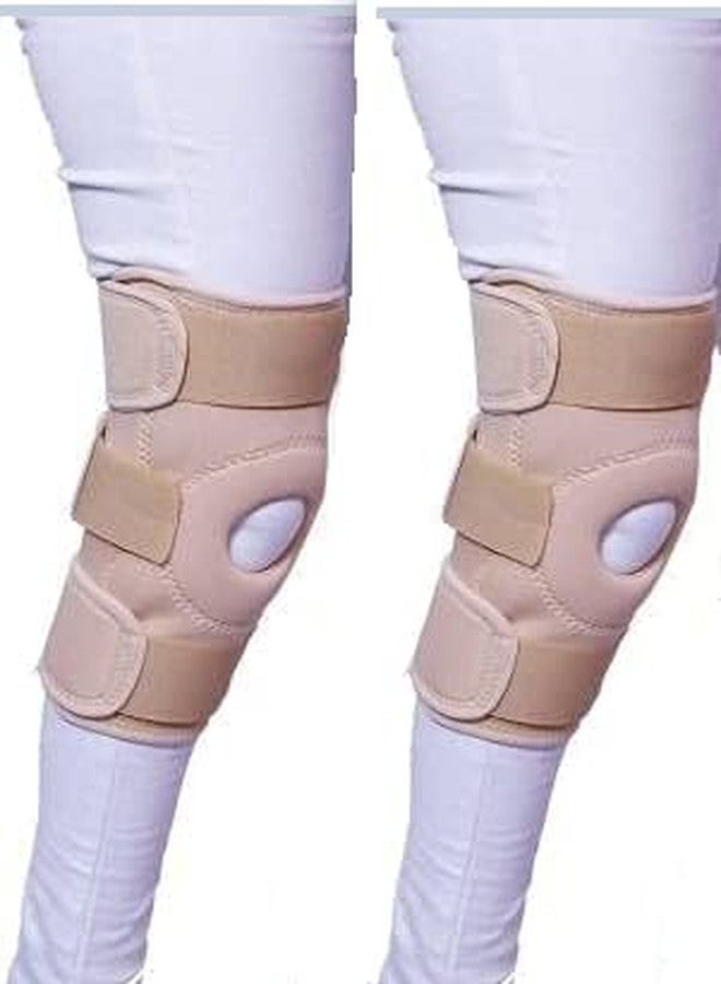 KUDIZE Open Patella Hinged Knee Brace for Knee Joint Pain Relief Functional Knee Support Cap Sleeve for Men & Women Ligament Tear Wraparound Stabilizer Beige (1 Pair / 2 Pcs) (3XL) - Image 1