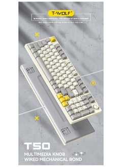 T-WOLF 80% Mechanical Gaming Keyboard LED Backlit Compact 97 Keys Wired Mechanical Keyboard With Volume Control Knob  Switch Keyboard for Gaming or Office  - Image 4