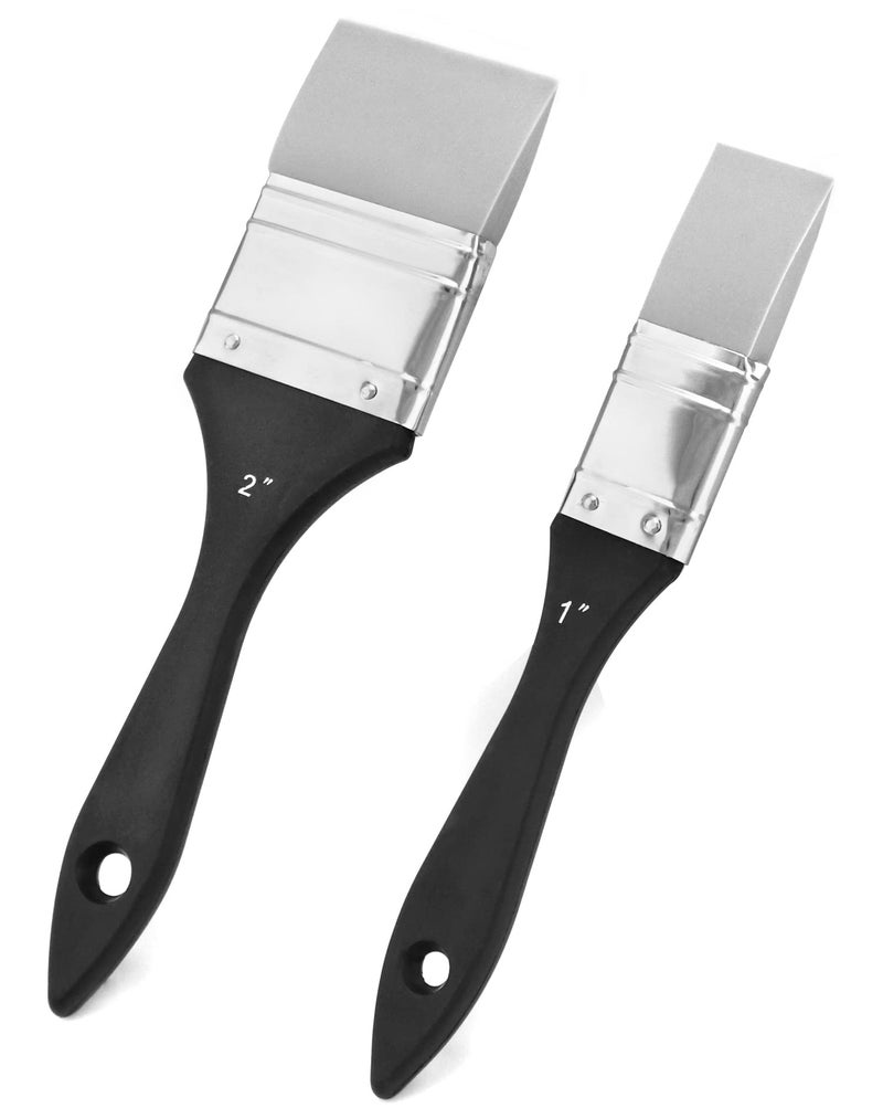 QWORK Paint Brush Silicone Color Shaper Brush 2 Pcs 1 inch2 inch Solid Flat Flexible Acrylic and Water Based Painting Tool for Move and Remove Acrylic Paints