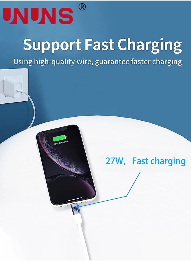 UNUNS - 2 Pack Type C Female To Lightning Male Adapter,27W PD Fast Charge Converter,Compatible With iPhone/iPad/iPod/AirPods,Support Data Transfer Charging,With Rubber Anti-Lost Holder - Image 1