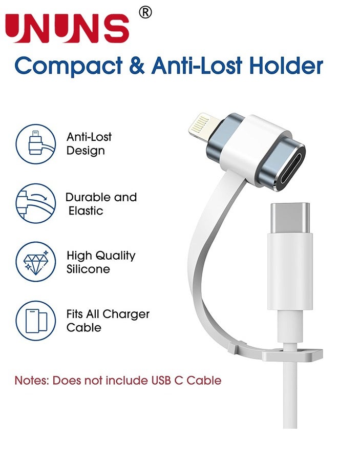 UNUNS - 2 Pack Type C Female To Lightning Male Adapter,27W PD Fast Charge Converter,Compatible With iPhone/iPad/iPod/AirPods,Support Data Transfer Charging,With Rubber Anti-Lost Holder - Image 1