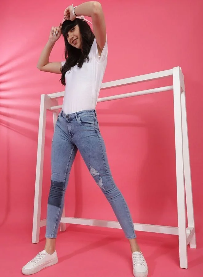 Freehand  Women Skinny Fit Solid Mid Rise Jeans  | Best Price UAE