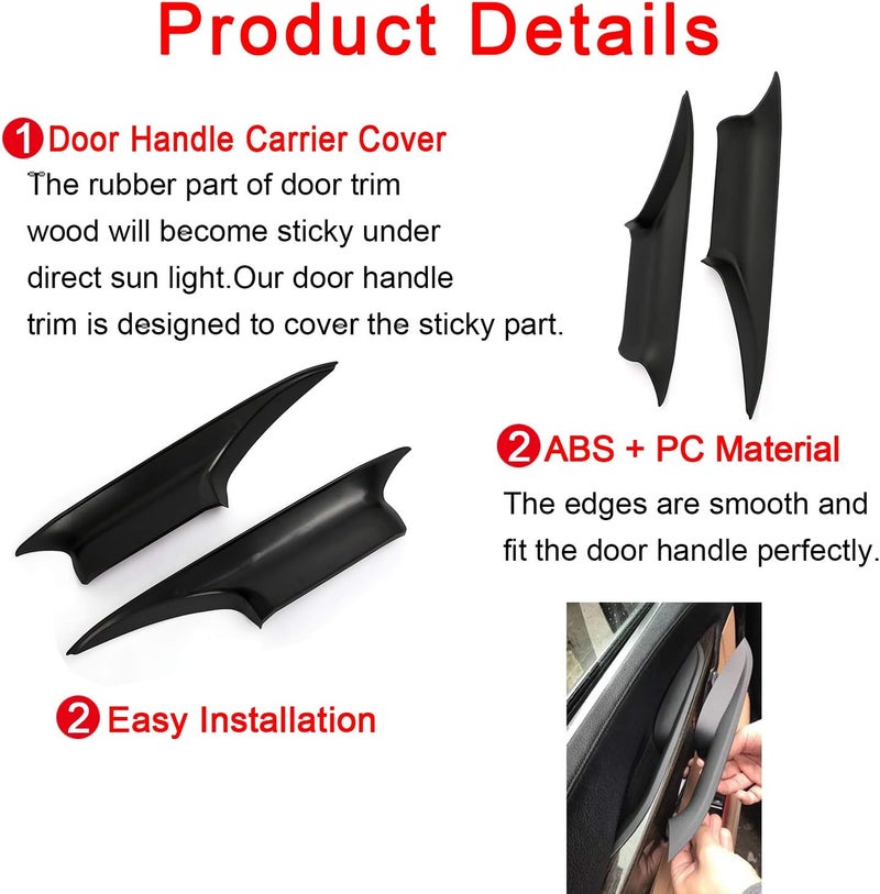 FEXON Door Pull Handle Cover Replacement for BMW 7 Series 730Li 740Li 750Li 760Li F02 2008-2014 Fit Long-wheelbase and FL FR RL RR Position Replaces 51419115501 51419115502 51429151211 51429151212 - Image 2