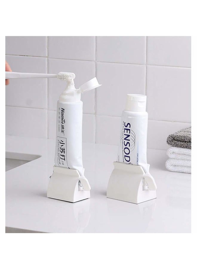 Miracle Toothpaste Roller Squeezer Set of 2 Rolling Tube Toothpaste Holder Stand Bathroom Organizer (White) (2Pack-White) - Image 1