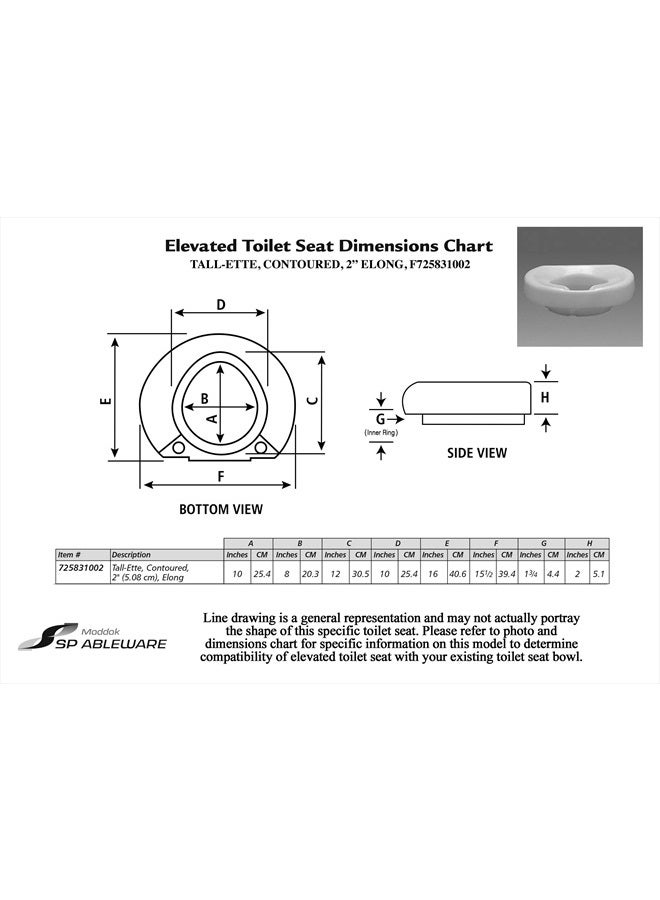 SP Ableware Maddak Tall-Ette 2-Inch Elevated Toilet Seat Compatible with Elongated and Standard Toilets (725831002) - Image 5