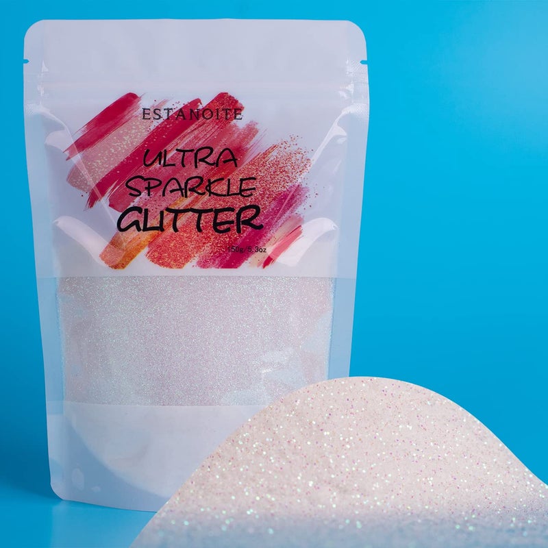 Rainbow Glitter 150g Iridescent White Glitter Powder for Craft Nail Art Festival Decoration and Cosmetic Use