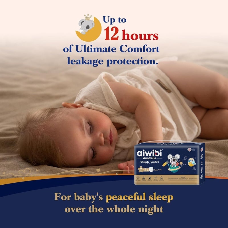 aiwibi Night Plus Baby Pants, Ultra-Slim & Super Soft Diaper Pants with Rash Protection, Hypoallergenic, Non-Woven Fabric, Water-Based Ink, Dermatest Certified (X-Large, 40, count) - Image 5